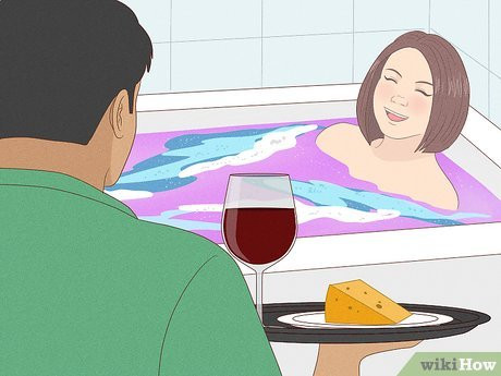 Let her lounge in a warm bathtub full.