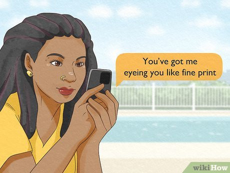 Hit him with a flirty joke to make him laugh.